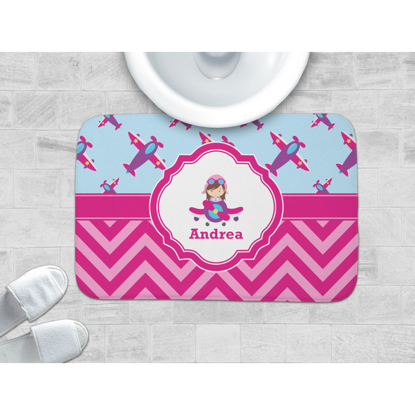 Airplane Theme - for Girls Memory Foam Bath Mat - LIFESTYLE 34x21