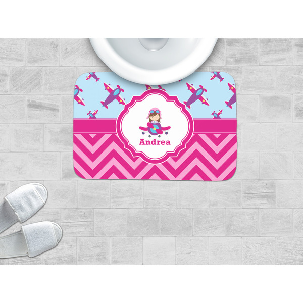 Airplane Theme - for Girls Memory Foam Bath Mat - LIFESTYLE