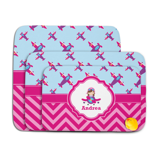 Airplane Theme - for Girls Memory Foam Bath Mat - MAIN PARENT