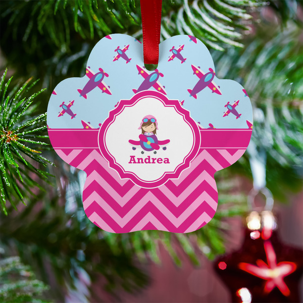 Airplane Theme - for Girls Metal Paw Ornament - Lifestyle