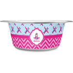 Airplane Theme - for Girls Stainless Steel Dog Bowl (Personalized)