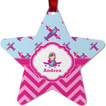 Airplane Theme - for Girls Metal Star Ornament - Double Sided w/ Name or Text