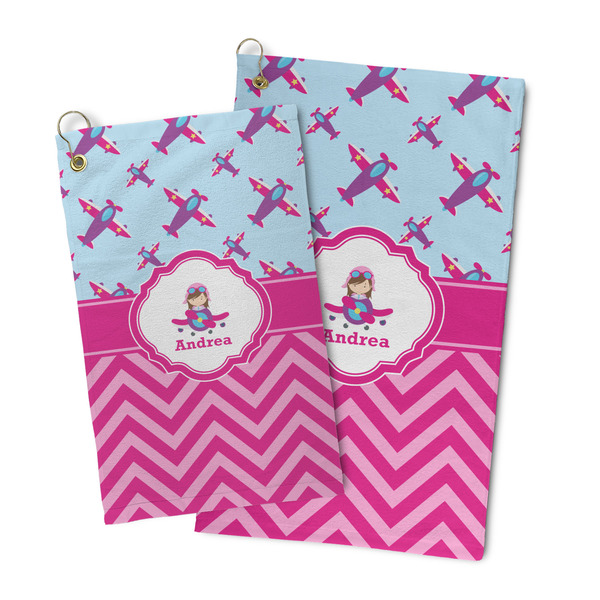 Airplane Theme - for Girls Microfiber Golf Towel - PARENT/MAIN