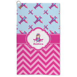 Airplane Theme - for Girls Microfiber Golf Towel - Large (Personalized)