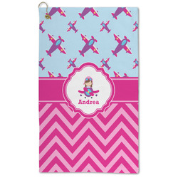 Airplane Theme - for Girls Microfiber Golf Towel - Large (Personalized)