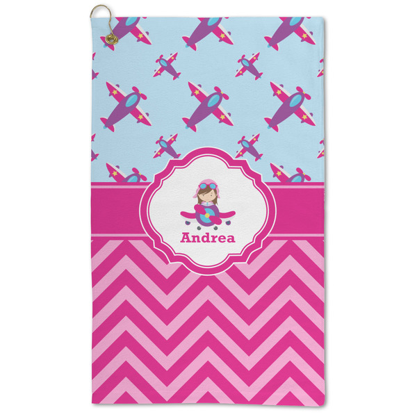 Custom Airplane Theme - for Girls Microfiber Golf Towel - Large (Personalized)
