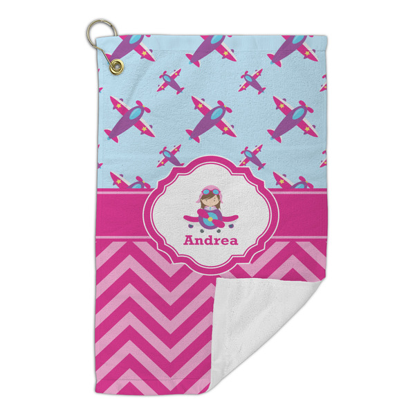 Airplane Theme - for Girls Microfiber Golf Towels Small - FRONT FOLDED
