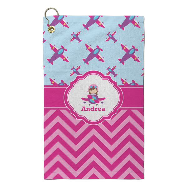 Custom Airplane Theme - for Girls Microfiber Golf Towel - Small (Personalized)