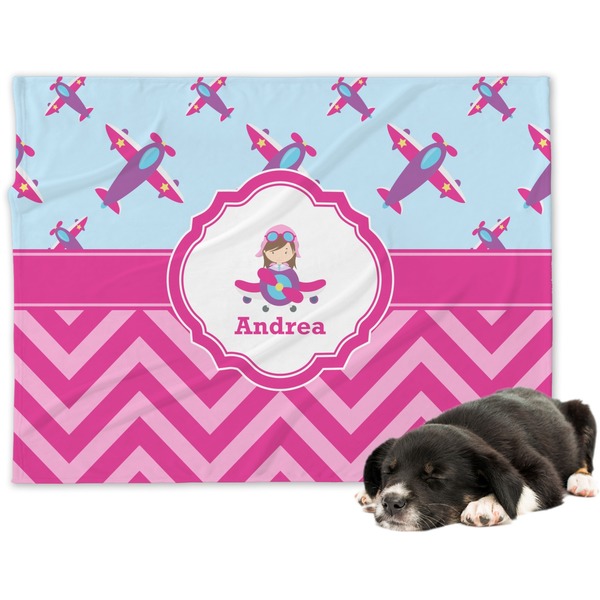 Custom Airplane Theme - for Girls Dog Blanket - Regular (Personalized)