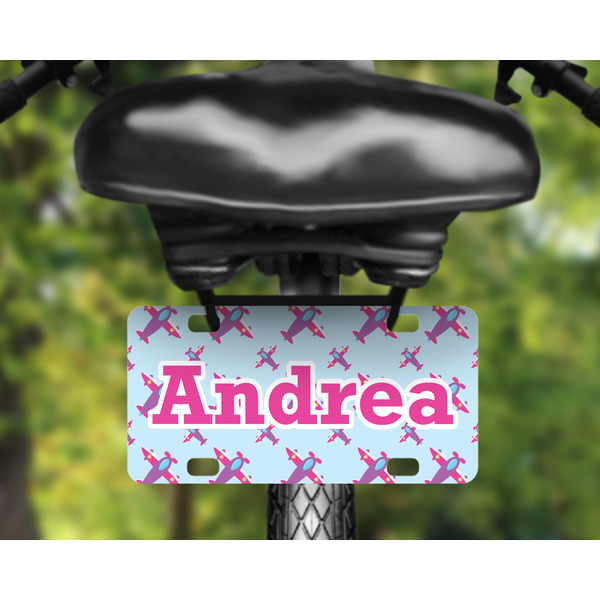 Airplane Theme - for Girls Mini License Plate on Bicycle