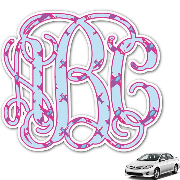 Custom Airplane Theme - for Girls Monogram Car Decal (Personalized)