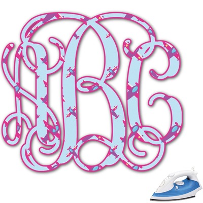 Airplane Theme - for Girls Monogram Iron On Transfer (Personalized)