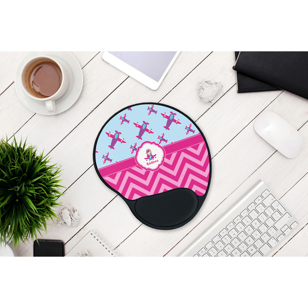 Airplane Theme - for Girls Mouse Pad with Wrist Rest - LIFESYTLE 1