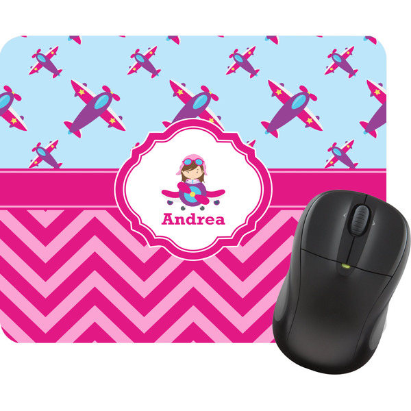 Custom Airplane Theme - for Girls Rectangular Mouse Pad (Personalized)
