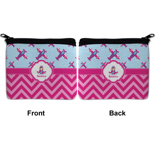 Airplane Theme - for Girls Neoprene Coin Purse - Front & Back (APPROVAL)