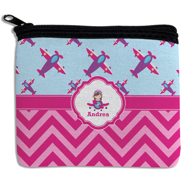 Custom Airplane Theme - for Girls Rectangular Coin Purse (Personalized)