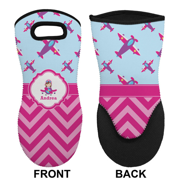 Airplane Theme - for Girls Neoprene Oven Mitt (Front & Back)