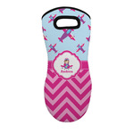 Airplane Theme - for Girls Neoprene Oven Mitt - Single w/ Name or Text