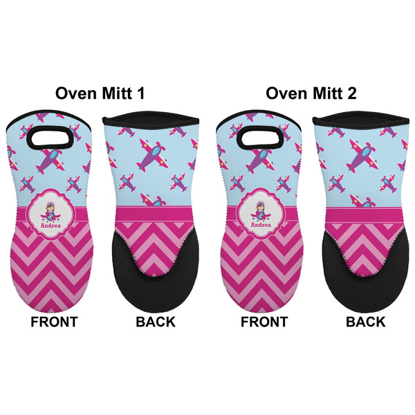Airplane Theme - for Girls Neoprene Oven Mitt - Set of 2 - Approval