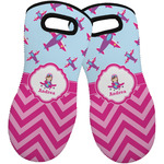 Airplane Theme - for Girls Neoprene Oven Mitts - Set of 2 w/ Name or Text