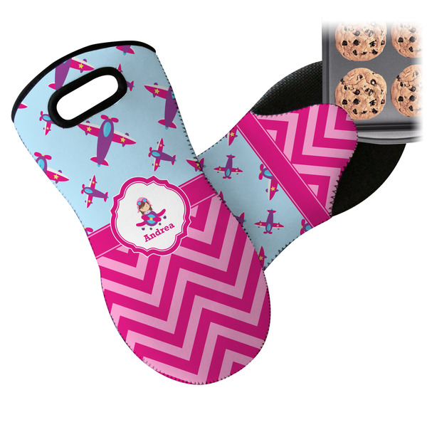Airplane Theme - for Girls Neoprene Oven Mitt