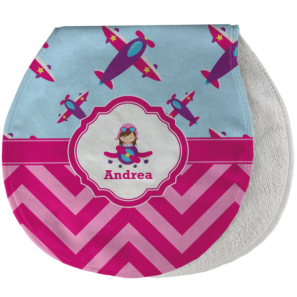Airplane Theme - for Girls New Baby Burp Folded