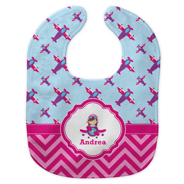 Airplane Theme - for Girls New Bib Flat Approval