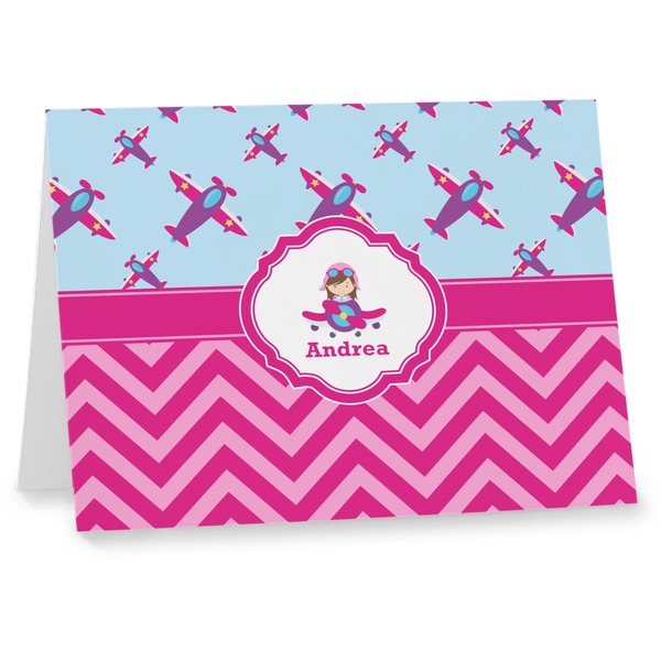 Custom Airplane Theme - for Girls Note cards (Personalized)