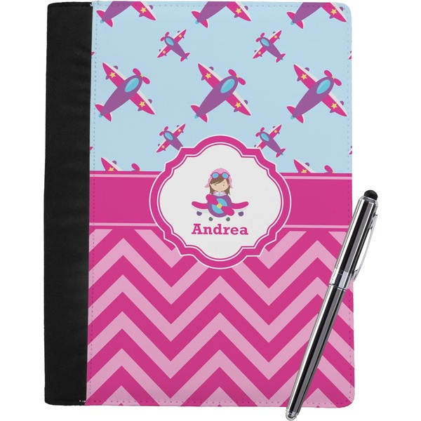 Custom Airplane Theme - for Girls Notebook Padfolio - Large w/ Name or Text