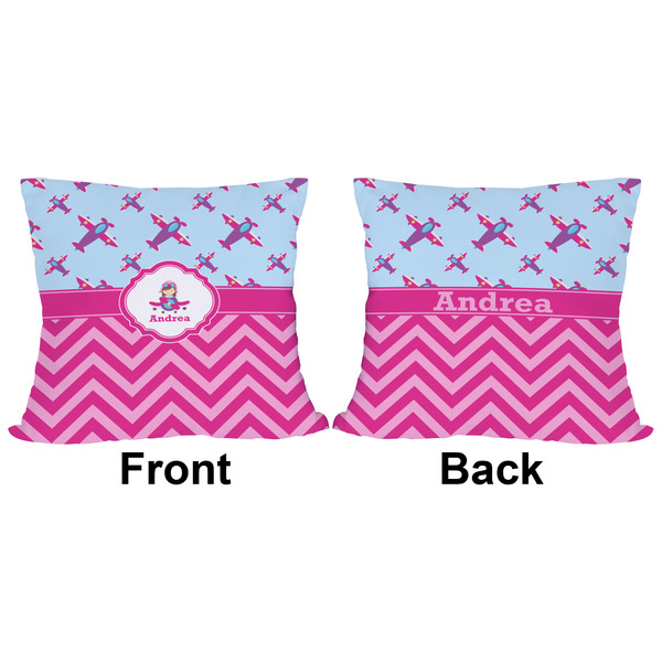 Airplane Theme - for Girls Outdoor Pillow - 16x16