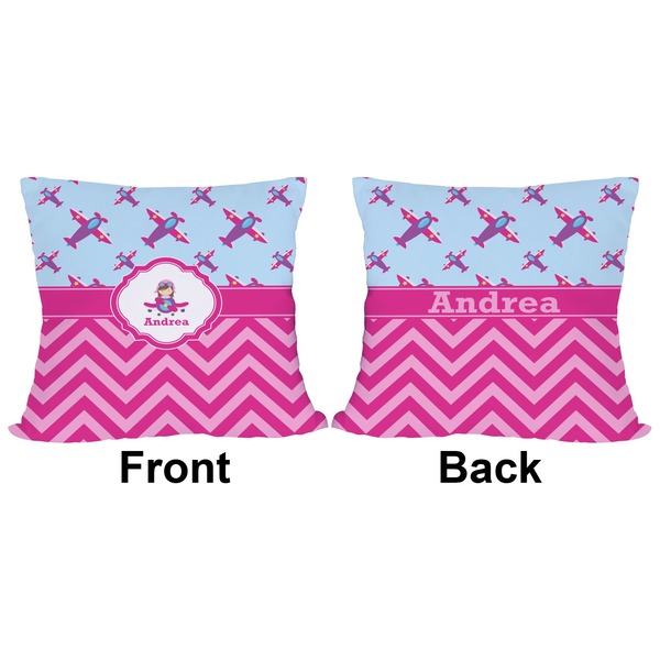 Airplane Theme - for Girls Outdoor Pillow - 18x18