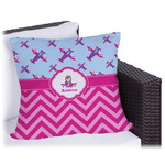 Airplane Theme - for Girls Outdoor Pillow - 18" (Personalized)