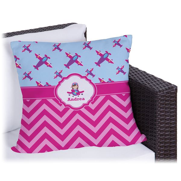 Custom Airplane Theme - for Girls Outdoor Pillow - 20" (Personalized)