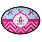 Airplane Theme - for Girls Iron On Oval Patch w/ Name or Text