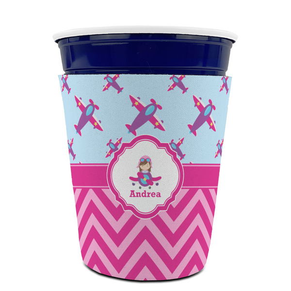 Airplane Theme - for Girls Party Cup Sleeves - without bottom - FRONT (on cup)