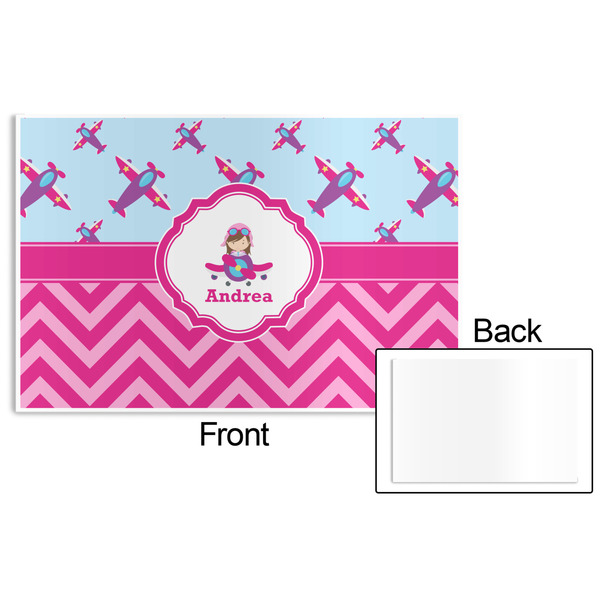 Airplane Theme - for Girls Disposable Paper Placemat - Front & Back