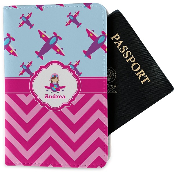 Custom Airplane Theme - for Girls Passport Holder - Fabric (Personalized)
