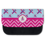 Airplane Theme - for Girls Canvas Pencil Case w/ Name or Text