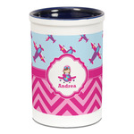 Airplane Theme - for Girls Ceramic Pencil Holders - Blue
