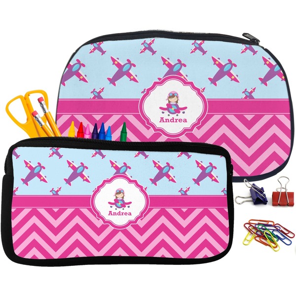 Airplane Theme - for Girls Pencil / School Supplies Bags Small and Medium