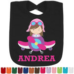 Airplane Theme - for Girls Cotton Baby Bib (Personalized)