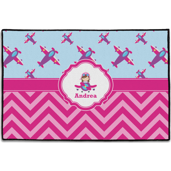 Airplane Theme - for Girls Personalized Door Mat - 36x24 (APPROVAL)