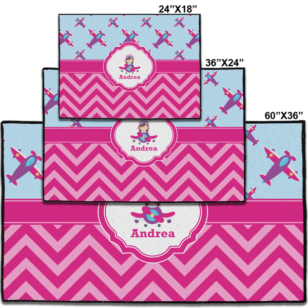 Airplane Theme - for Girls Personalized Door Mat - Group Parent IMF