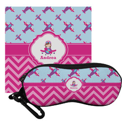 Airplane Theme - for Girls Eyeglass Case & Cloth (Personalized)