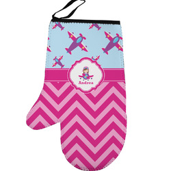 Airplane Theme - for Girls Left Oven Mitt (Personalized)