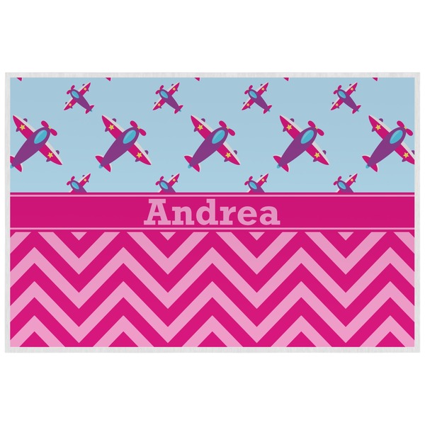 Airplane Theme - for Girls Personalized Placemat (Back)