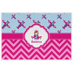 Airplane Theme - for Girls Laminated Placemat w/ Name or Text
