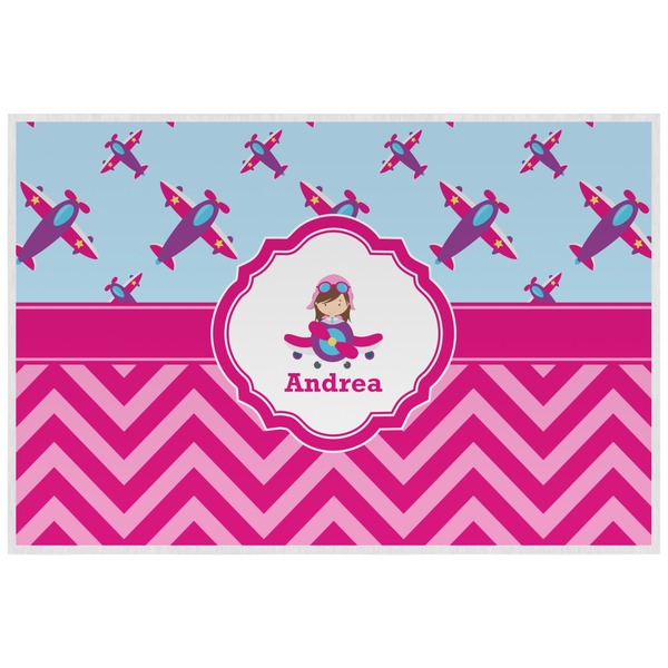 Custom Airplane Theme - for Girls Laminated Placemat w/ Name or Text