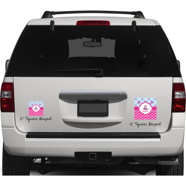 Airplane Theme - for Girls Personalized Square Car Magnets on Ford Explorer