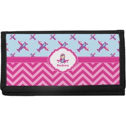 Airplane Theme - for Girls Canvas Checkbook Cover (Personalized)